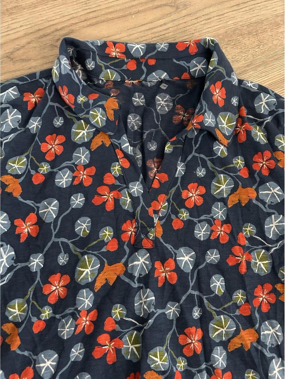 Womens Seasalt Blue Wavecrest Shirt Blotted Anemone Minnow Organic Cotton Relax